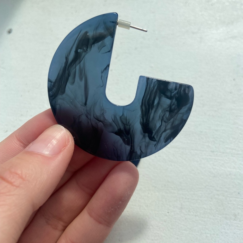 Free People Resin Blue/Black Hoop Earrings